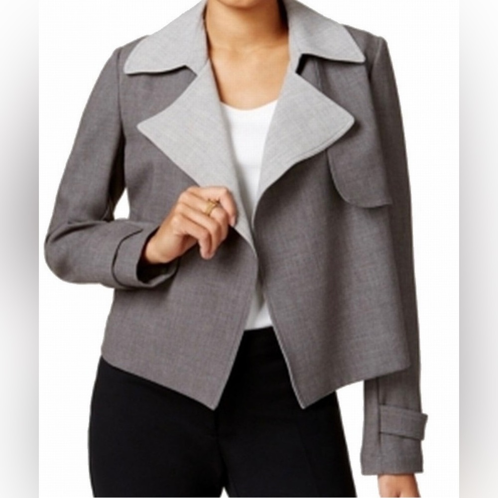 NWT Tommy Hilfiger Womens Size 4 Contrast Trench Open Jacket Blazer S
